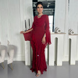 Joskaa Customized Intricate Jersey Pleat Mermaid O-Neck Midi Dresses Prom Dresses Classic Exquisite Modern Style Pastrol Unisex Chinese (PRE-ORDER)