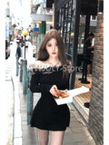 Joskaa American Style Sexy Slim Bodycon Y2k Mini Dress Spicy Girl Black Korean Fashion Short Party Dress Casaul Leopard Design Clothing