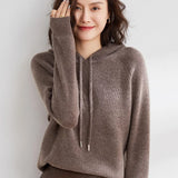 christmas outfit Joskaa Spring and Autumn Cashmere Sweater Hoodie Women's Pullover Knitted Hoodie Women's Long Sleeve Cashmere Sweater Hoodie