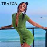 thanksgiving outfit Joskaa 2024 Spring Summer Sexy Women Dress Fashion Nightclub Solid Slim Folds Turn-down Collar Single Breasted Chic Short Dress