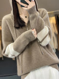 christmas outfit Joskaa Autumn Winter Women Hoodie Collar Sweater Merino Wool Half Zipper Casual Thick Pullover Cashmere Knitted Coat Fashion Tops