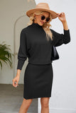 Joskaa Ribbed Mock Neck Long Sleeve Dress