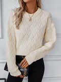 christmas outfit Joskaa Long Sleeves Loose Solid Color Split-Joint Round-Neck Pullovers Sweater Tops