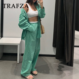 thanksgiving outfit Joskaa 2024 Spring Summer Casual Striped Women Suits Fashion Vintage Single Breasted Shirts+High Waist Drawstring Ladies Pants