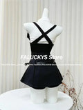 Joskaa Preppy Style 2 Piece Dress Set Women Sweet Sleeveless Hot Crop Tops + Backless Mini Dress Korean Fashion Suit Summer 2025 New