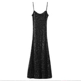 thanksgiving outfit Joskaa Sexy Sequin Sling Dress For Women Elegant Sleeveless Backless Hip Package Sheath Party Dresses Female 2024 Club Evening Vestido