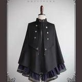 Joskaa Japanese Women Clothing Autumn Winter Women's Cape Windbreaker Coat Gothic Stand Collar Double-breasted Harajuku Cloak Jacket