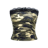 Joskaa American Retro Hip Hop Punk Rock Aesthetic Women's Tube Tops Sexy Slim Chic Casual Camouflage Crop Tops Y2K Emo Girls Streetwear