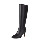 thanksgiving outfit Joskaa Women Knee High Boots Pointed Toe Small Heels 8.5cm Size 45 46 47 Fashion Sexy Party Female Booties