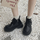 Joskaa Flat Black Shoes For Women Clogs Platform Female Footwear British Style Oxfords Summer Creepers Cross New Dress Preppy Retro