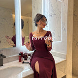 Joskaa Customized Sexy High Quality Jersey Pleat Draped Straight Square Neck Long Dresses Bespoke Occasion Dresses Modern Style Formal (PRE-ORDER)