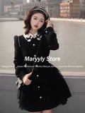 Joskaa Korean Sweet Fashion Mini Dress Women Elegant Chic Evening Party Dress 2025 Autumn Casual Office Lady Slim One Piece Dress New