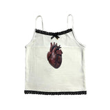 Joskaa Punk hip hop gothic aesthetic women's camisole top Y2K Harajuku retro heart print crop top sexy slim fit chic fashion streetwear