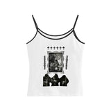 Joskaa Y2K Punk Rock Aesthetic Harajuku Retro Casual Tank Tops Gothic Emo Girls Sleeveless Crop Tops Sexy Chic Slim Fashion Streetwear