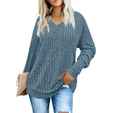 christmas outfit Joskaa Womens Sweatshirts V Neck Long Sleeve Shirts Loose Casual Fall Fashion Sweaters