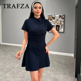 thanksgiving outfit Joskaa 2024 Spring Summer Casual Women Shirt Dresses Fashion Streetwear Turn-down Collar Pleated Single Breasted Short Dresses