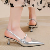 Joskaa Shoes for Women 2024 New Pointed Toe Women's Slingback Sandals Simple and Elegant Dress Shoes High Quality Silver Heels Women