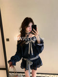 Joskaa New Harajuku Elegant Long Sleeve Y2k Mini Dress Bow Sexy Fashion Short Party Dress Holiday Sweet Casual Dress Hot Girls Chic