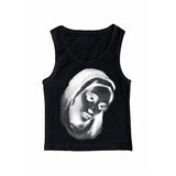 Joskaa Goth Retro Y2K Aesthetic Emo Girls Print Women's Tank Top Casual Slim Fashion Chic Sexy Sleeveless Crop Top Punk Rock Streetwear