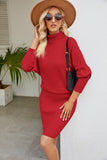 Joskaa Ribbed Mock Neck Long Sleeve Dress