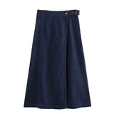 thanksgiving outfit Joskaa 2024 Spring Summer Casual Denim Women Skirts Fashion Vintage Loose Sashes Elegant Chic Ladies Long Skirts