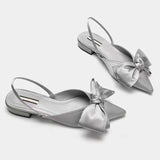 Joskaa 2024 Fashion Shoes Female One Pedal Women's Pumps Summer Pointed Toe Bow Tie Sexy Dress Party Shoes Ladies Shallow Chunky Heels