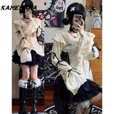 Joskaa Y2k Vintage Lace Shirts Women Gothic Aesthetic Goth Bandage Blouse Harajuku Fairycore 2000s Lolita V Neck Tops Japanese