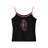 Joskaa Punk hip hop gothic aesthetic women's camisole top Y2K Harajuku retro heart print crop top sexy slim fit chic fashion streetwear