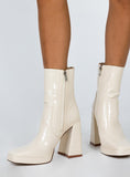 Joskaa Jamie Croc Platform Boots Cream