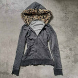 Joskaa Plush lining solid color pattern Hoodie casual chic Y2K top rock fashion street retro grunge punk hip hop Harajuku couple Hoodie