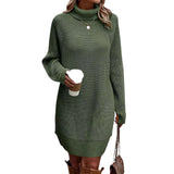 thanksgiving outfit Joskaa Women s Fall Mini Dress Long Sleeve Turtleneck Solid Color Knitted Dress Casual Sweater Dress