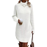 thanksgiving outfit Joskaa Women s Fall Mini Dress Long Sleeve Turtleneck Solid Color Knitted Dress Casual Sweater Dress