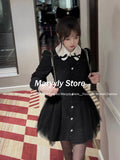 Joskaa Korean Sweet Fashion Mini Dress Women Elegant Chic Evening Party Dress 2025 Autumn Casual Office Lady Slim One Piece Dress New