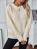 christmas outfit Joskaa Long Sleeves Loose Solid Color Split-Joint Round-Neck Pullovers Sweater Tops