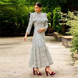 Joskaa 2024 Spring New Women's Fashion, Elegant, Casual, Versatile, Slim Fit, Slim and Long Printed Dress