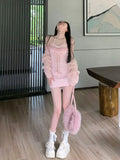 Joskaa 2025 Autumn Elegant 2 Piece Dress Set Women Casual Short Knitted Cardigan + Y2k Sweet Mini Strap Dress Korean Fashion Dress Suit