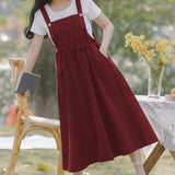 Joskaa Academia Literary And Forest Suspender Skirt College Style Dress