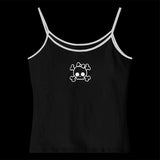 Joskaa Y2K Harajuku American Retro Lace Bow Print Camisole Top Casual Chic Fashion Sexy Emo Girl Crop Top Gothic Punk Womens Streetwear