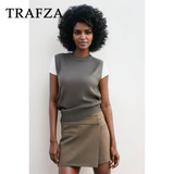 thanksgiving outfit Joskaa 2024 Spring Summer Casual Asymmetrical Women Skirts Fashion Vintage Solid High Waist Chic Mini Elegant Skirts