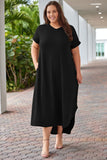 Joskaa Plus Size V-Neck Short Sleeve Maxi Dress