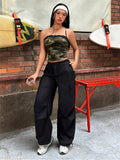 Joskaa American Retro Hip Hop Punk Rock Aesthetic Women's Tube Tops Sexy Slim Chic Casual Camouflage Crop Tops Y2K Emo Girls Streetwear