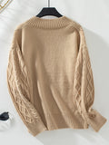 christmas outfit Joskaa Long Sleeves Loose Solid Color Split-Joint V-Neck Pullovers Sweater Tops