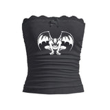 Joskaa Gothic Vintage Punk Aesthetic Women's Bandeau Tops Harajuku Y2K Emo Girls Crop Tops Sexy Slim Chic Fashion Sleeveless Streetwear