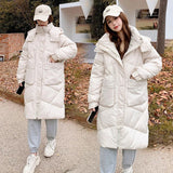 Joskaa 2025 New Winter Jacket Parkas Women White Duck Down Hoodies Puffer Jackets Long Coats Warm Female Casual Windproof Outerwear