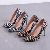 Joskaa Autumn Sexy Leopard Print Women's Shoes High Heels Elegant Office High Heels Women's Animal Print Pointed Toe Luxury Shoes