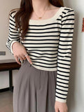 Joskaa Stripe Print Long Sleeves Knits