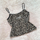 Joskaa Y2K Harajuku Style Fashion Leopard Letter Print Women's Camisole Top Sexy Slim Chic Hot Girls Vintage Crop Top Gothic Streetwear