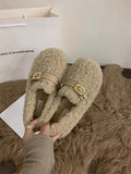 Joskaa Shoes Woman 2024 Modis Autumn Casual Female Sneakers Flats Loafers Fur All-Match New Boat Cute Fall Winter Dress Moccasin