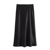 thanksgiving outfit Joskaa 2024 Spring Women Fashion Skirts Solid Satin Silk Texture Tight Midi Skirt Woman Party Chic Elegant Women Mermaid Skirt