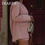 thanksgiving outfit Joskaa 2024 Spring Summer Solid Office Lady Suits Fashion Shrug Single Breasted Blazers+Short Slim Vests+Pleat Mini Short Skirts